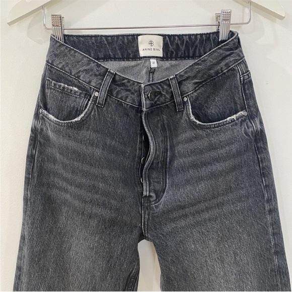 ANINE BING frayed high-rise bootcut jeans in dark gray - Picture 9 of 13